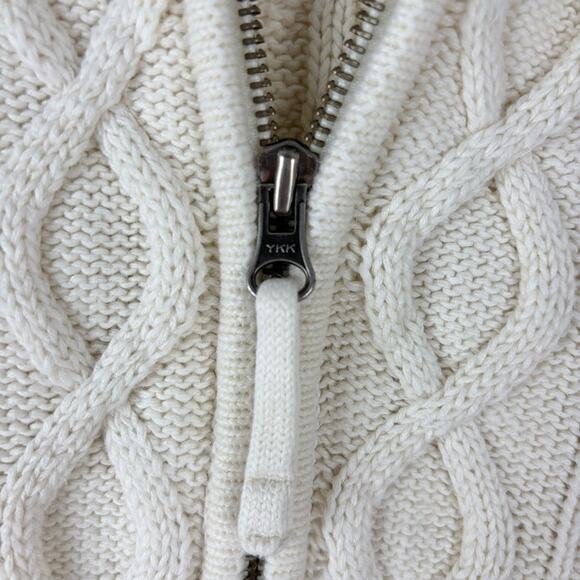 Vintage Y2K DKNY Cable Knit Faux Fur Fisherman Hooded Sweater Jacket S - Picture 4 of 5